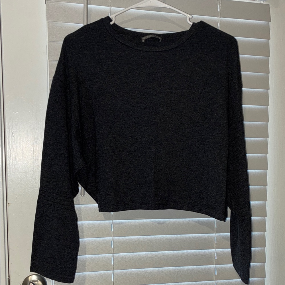 Zara Charcoal Long Sleeve Cropped Top